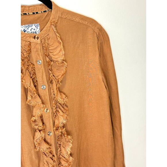 Pilcro Anthropologie Ruffles Linen Blend Shirt Size XS - Small - n76 - Picture 5 of 16